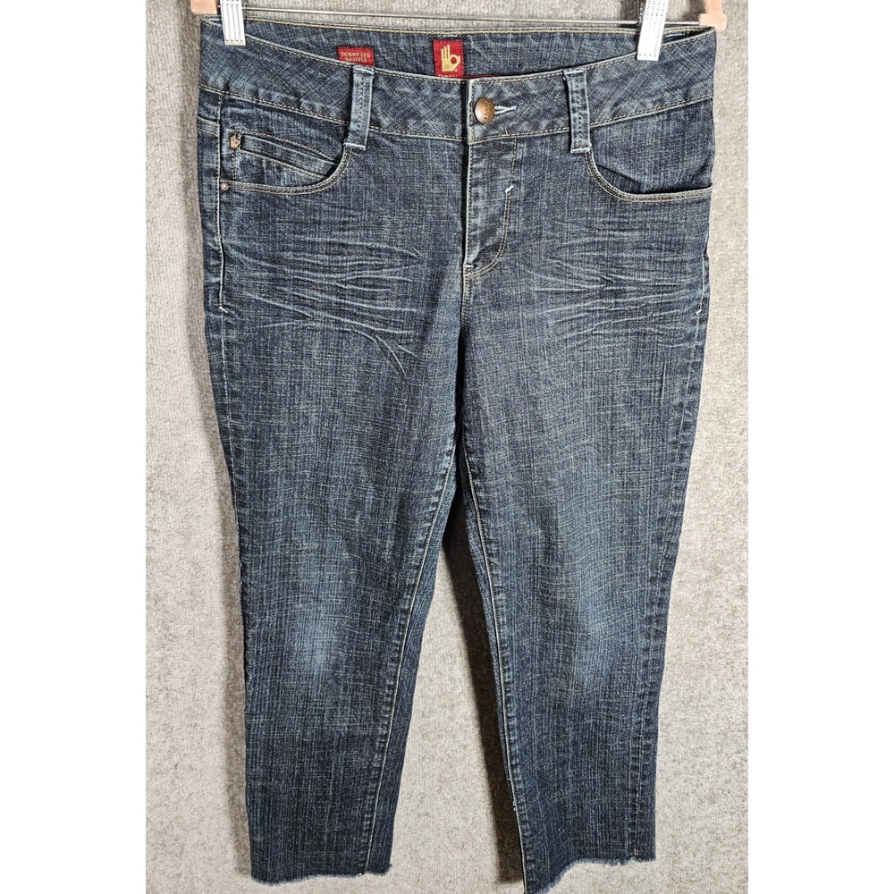 Sasson Skinny Leg Shuffle Ankle Jeans Womens Size 8 Blue Raw Hem Stretch Pockets